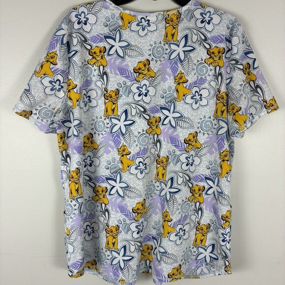 Disney Scrubs Top Simba Lion King 4 Pockets Size Large Kids Medical Office Top - Picture 4 of 6